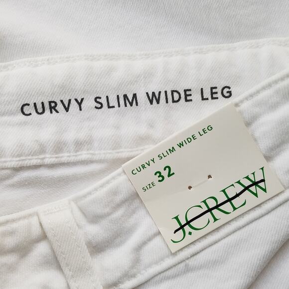 J. Crew‎ Curvy Slim Wide Leg Jeans Size 32 White Denim Cropped NWT $148 BX828 - Picture 5 of 7